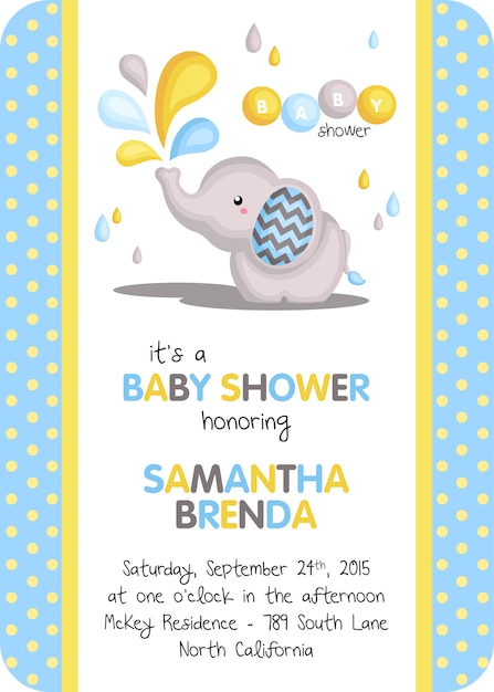 Premium Vector Elephant Baby Boy Shower Invitation