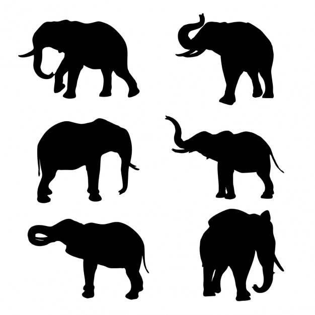 Download Free Vector | Elephant silhouette collection