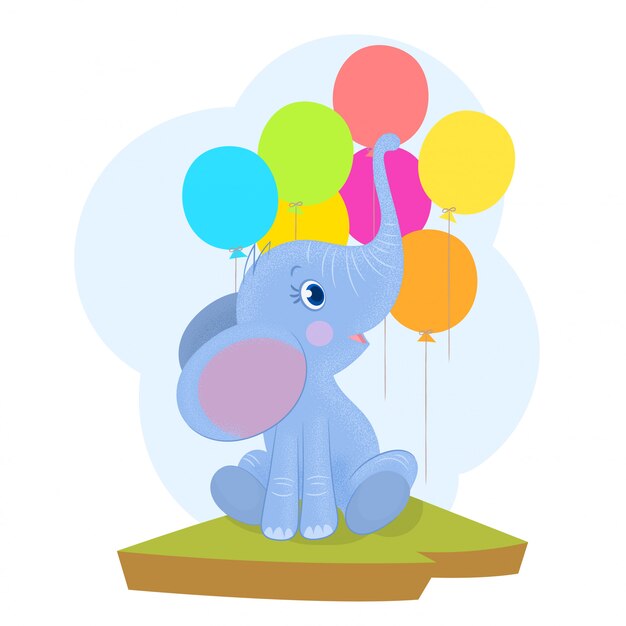 Premium Vector | Elephant with balloons