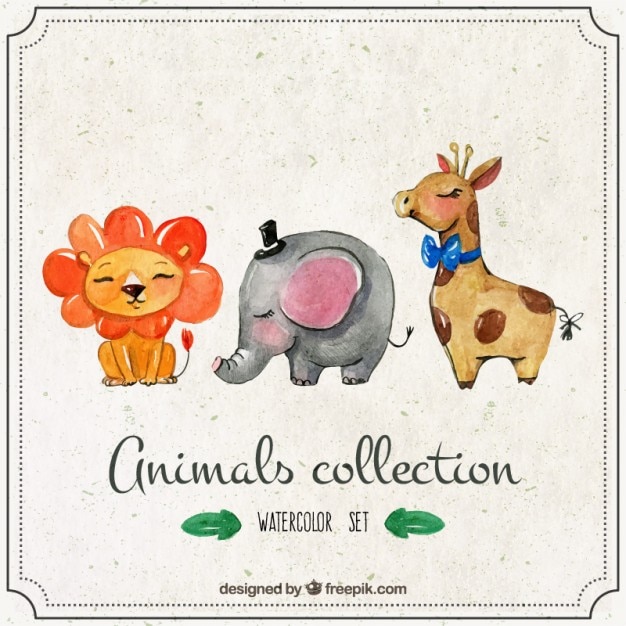 Download Free Vector | Elephant with watercolor lovely animals