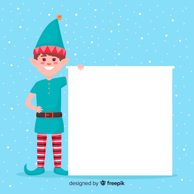 Elf holding blank sign | Free Vector