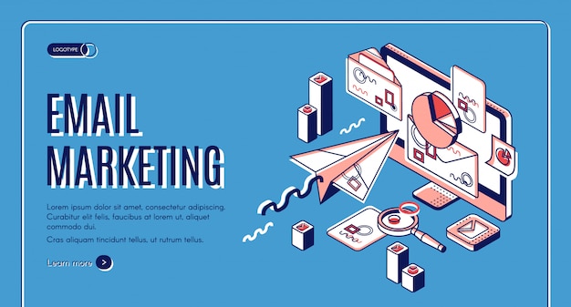 Email marketing landing page, spammer services Free Vector