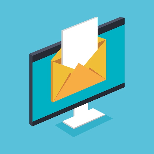 Premium Vector | Email notification on pc electronic mail message