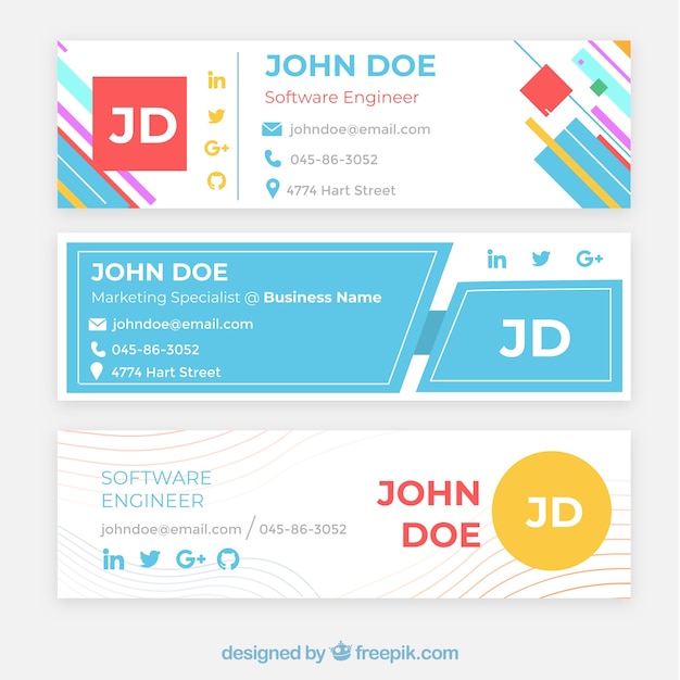 Download Free Email Signature Collection In Flat Style Free Vector Use our free logo maker to create a logo and build your brand. Put your logo on business cards, promotional products, or your website for brand visibility.
