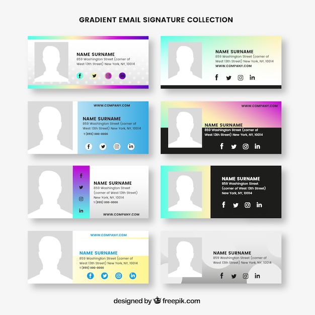 Download Free Email Signature Collection In Gradient Style Free Vector Use our free logo maker to create a logo and build your brand. Put your logo on business cards, promotional products, or your website for brand visibility.