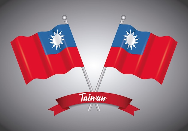 Download Emblem of taiwan flags and decorative ribbon | Premium Vector