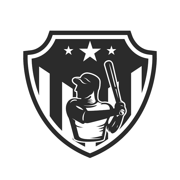 Premium Vector | Emblem template with baseball player. element for logo ...