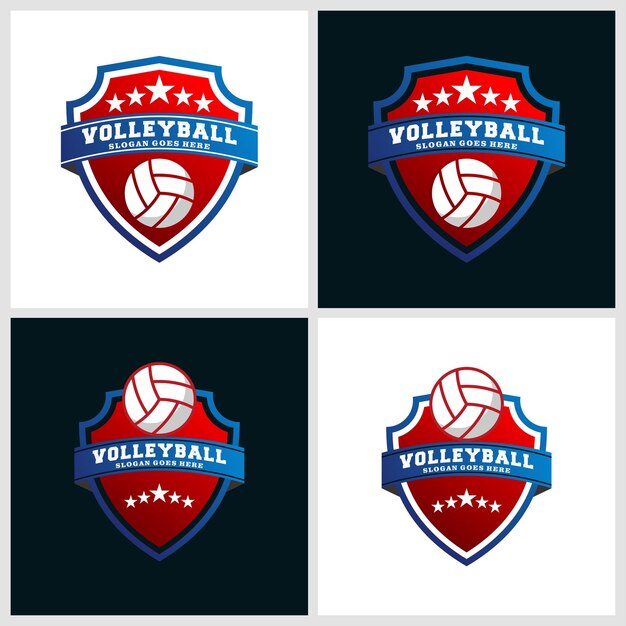 Premium Vector | Emblem volley ball logo design template