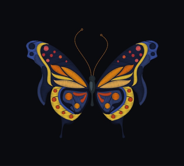 Premium Vector | Embroidery butterfly design for embroidery, patches ...