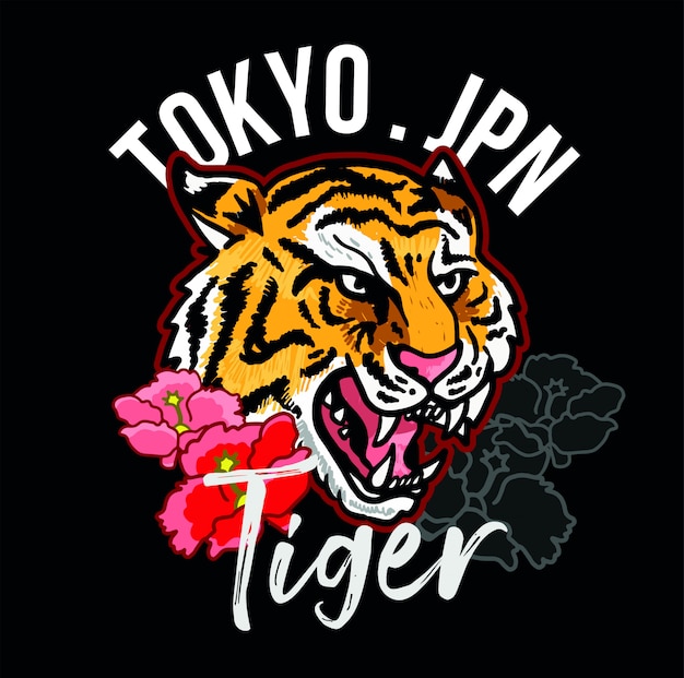 Download Free Embroidery Head Of Angry Wild Tiger With Decorative Pink Flowers Use our free logo maker to create a logo and build your brand. Put your logo on business cards, promotional products, or your website for brand visibility.