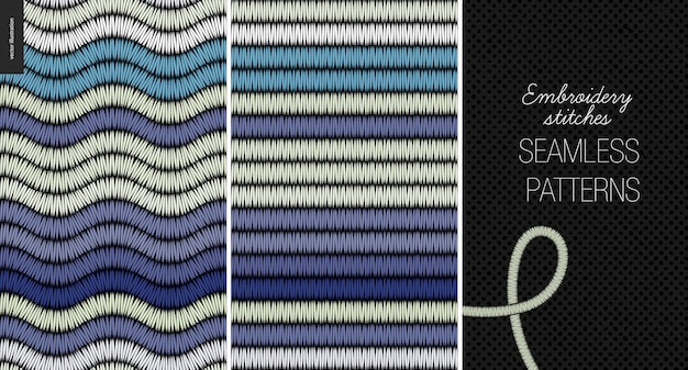 Download Premium Vector | Embroidery satin stitch seamless patterns