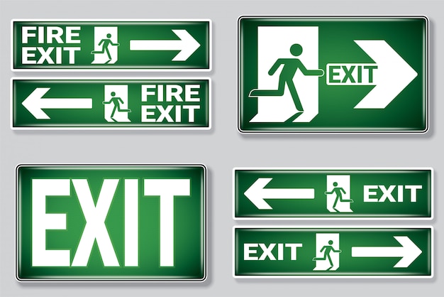 Premium Vector Emergency Fire Exit Symbol Set