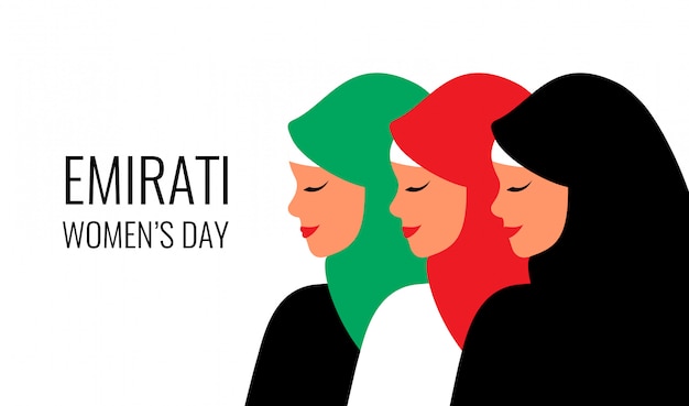 Premium Vector Emirati Women S Day Greeting Card With Young Arab Woman Wearing Colorful Hijab