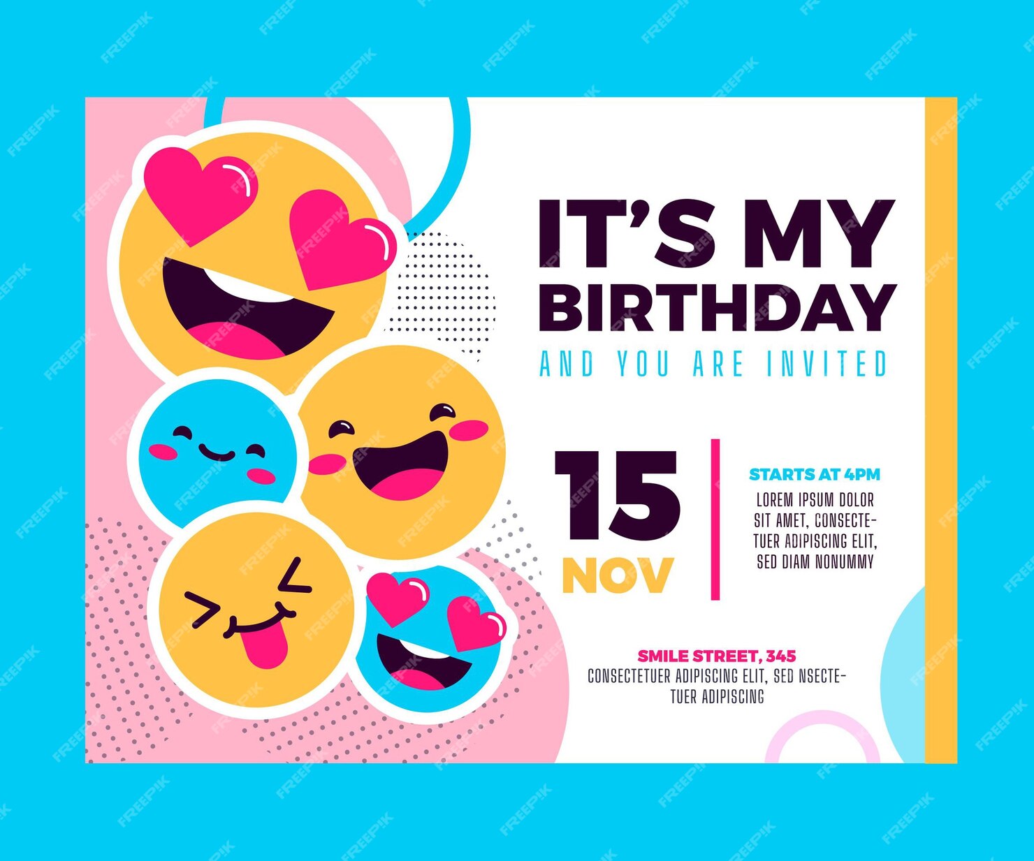 Free Vector | Emoji birthday invitation template