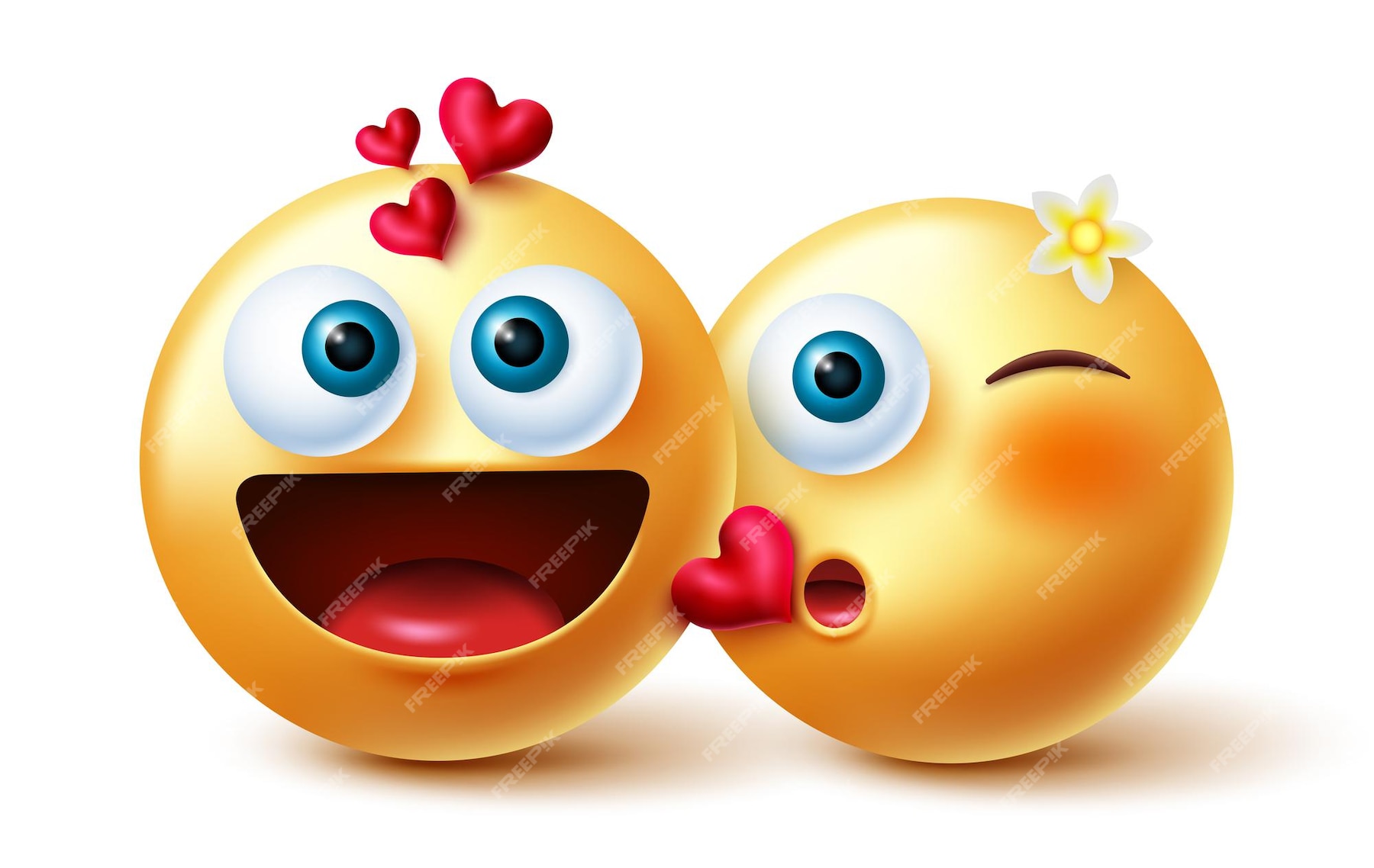 Premium Vector | Emoji couple vector concept design. emoji 3d inlove ...