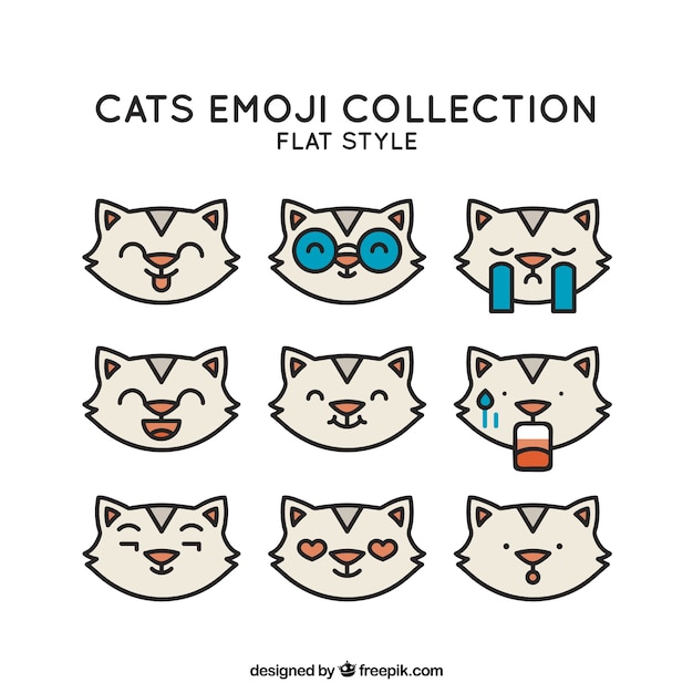 Download Free Vector | Emoji pack of cute flat cats