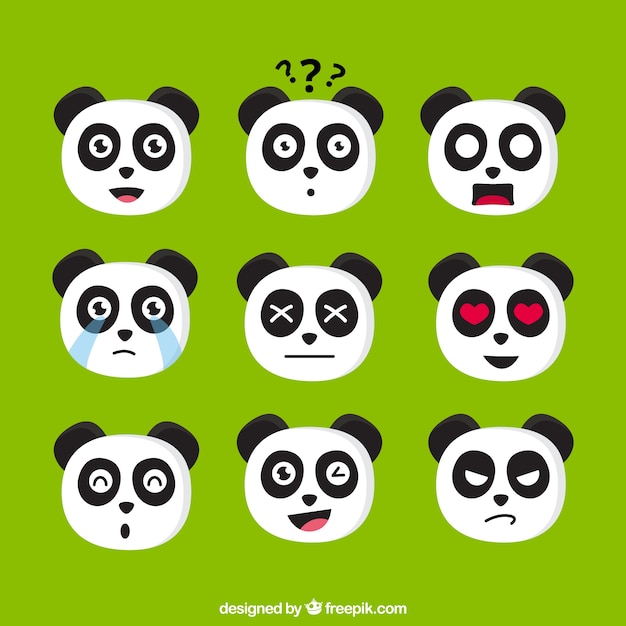 Download Emoji pack of expressive panda Vector | Premium Download