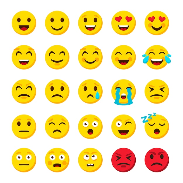 Emoji set. emoticon cartoon emojis symbols digital chat objects ...