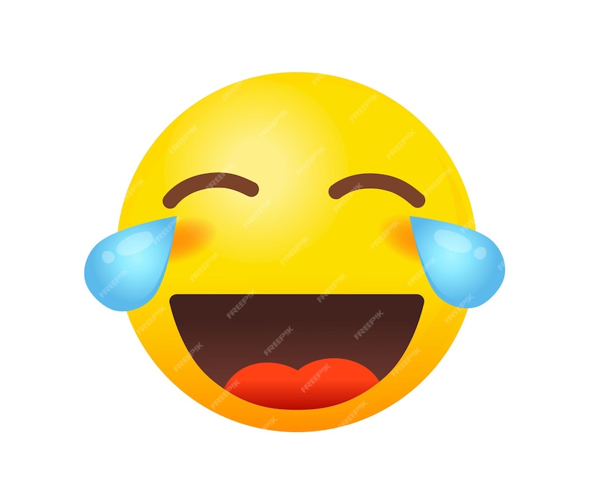 Premium Vector | Emoji tears of joy. sticker mood hahaha joke vector