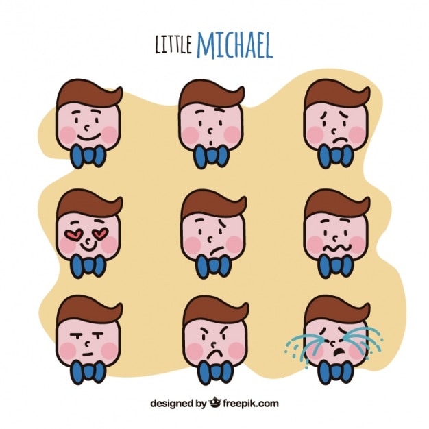 Download Free Vector | Emojis of cute boy in flat design