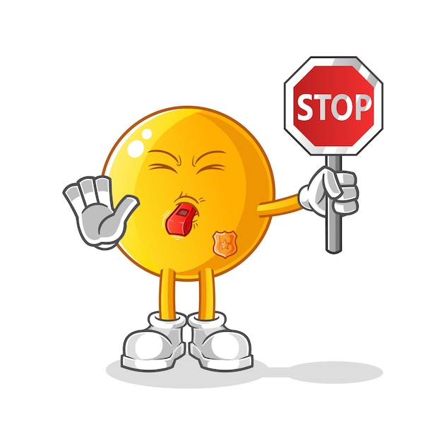 Premium Vector Emoticon Holding Stop Sign Cartoon Cartoon Mascot