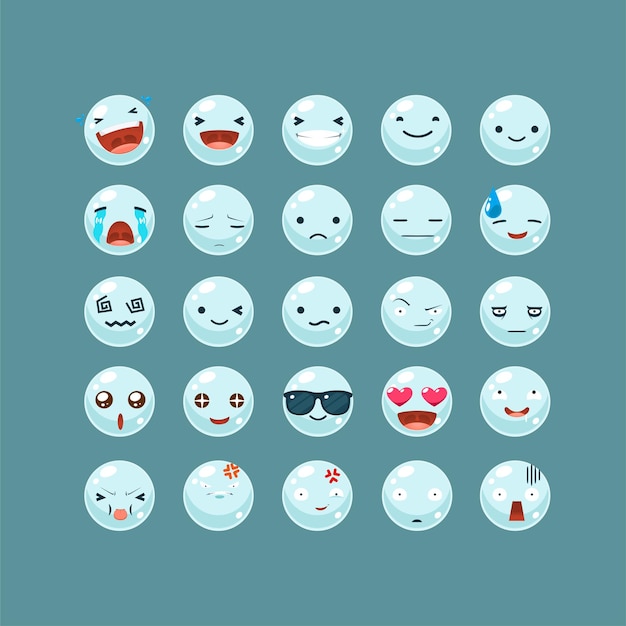 Download Free Vector | Emoticon set of the water bubble.