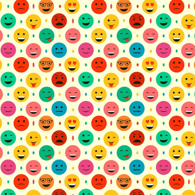 Premium Vector Emoticons And Dots Seamless Pattern Template