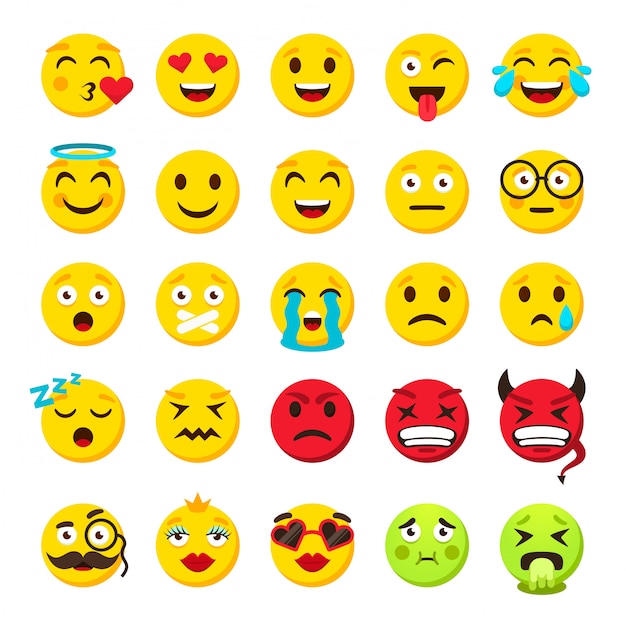 Download Emoticons set. emoji faces emoticon funny smile vector ...