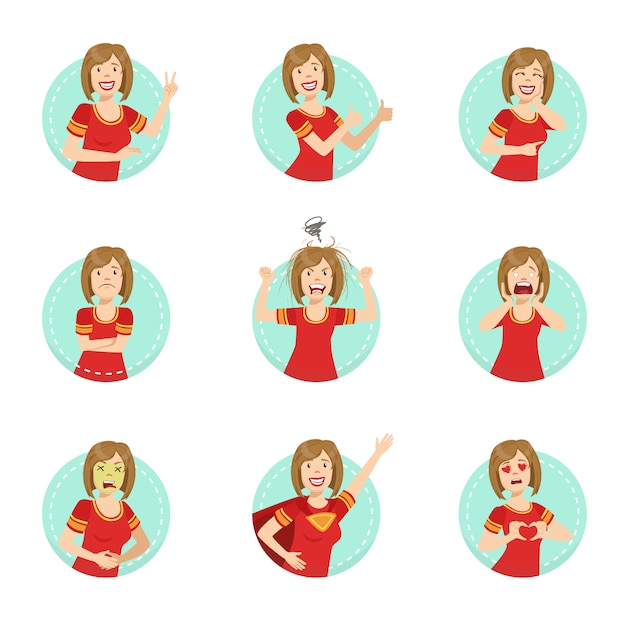 Premium Vector Emotion Body Language Illustration Set With Woman Demonstrating