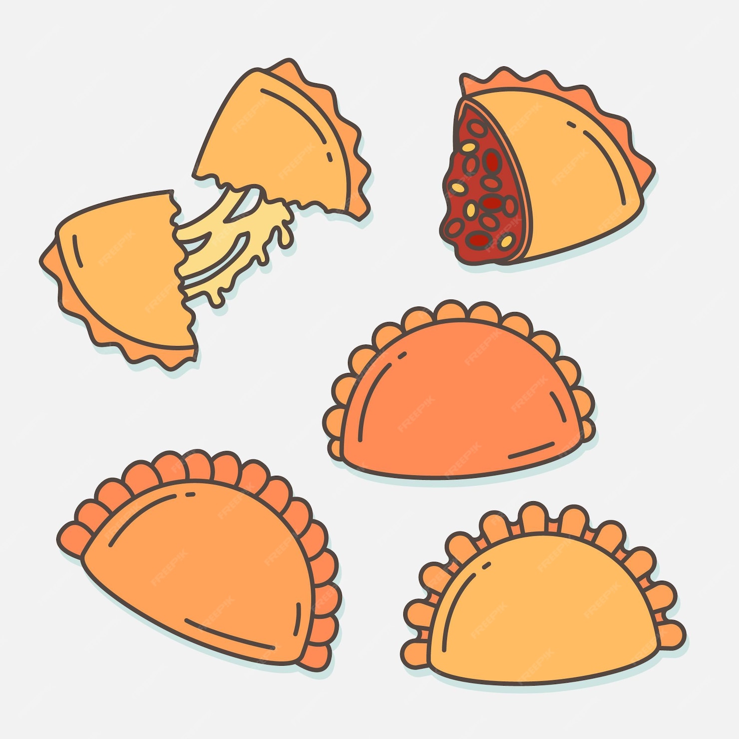 Free Vector | Empanada dish with sauce collection