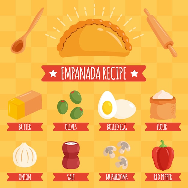 Free Vector | Empanada recipe with tasty ingredients