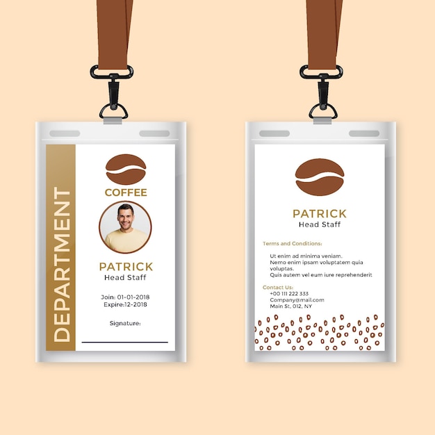 Premium Vector Employee and coffee id card template