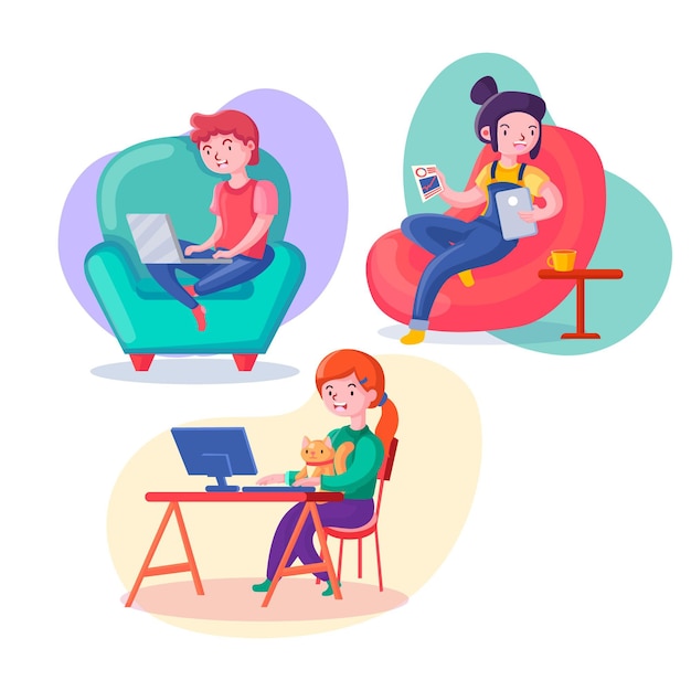 Download Employees working from home | Free Vector