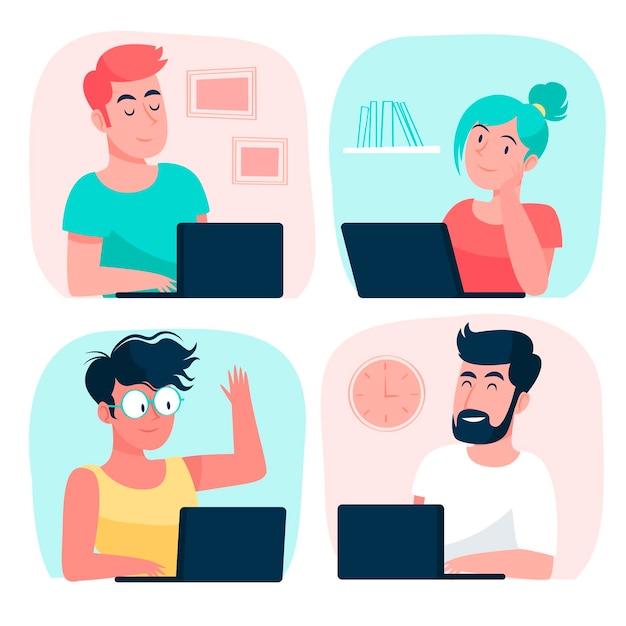 Download Employees working from home | Free Vector