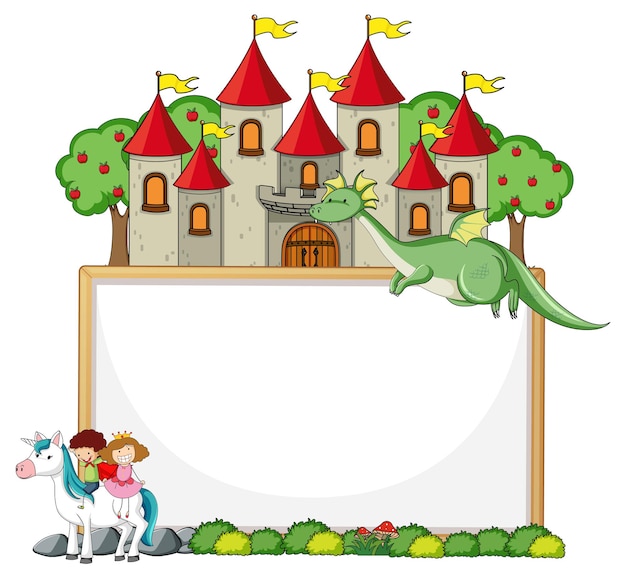 Free Vector | Empty banner with fairy tale cartoon character and ...