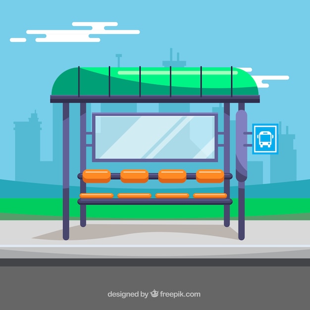 Free Vector | Empty bus stop with flat design