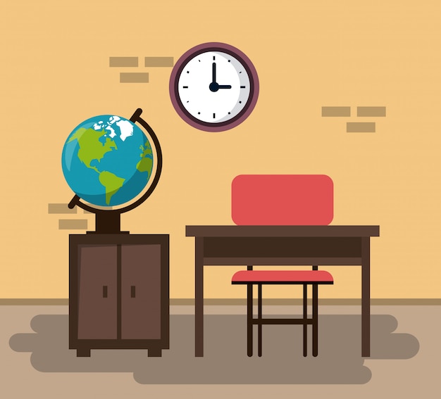 Premium Vector | Empty classroom interior cartoon