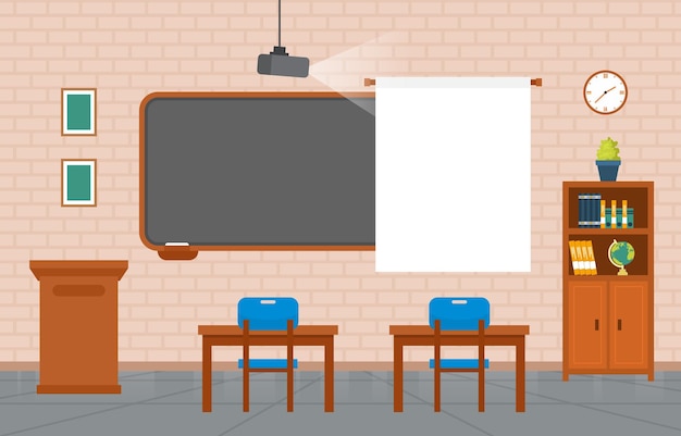 Premium Vector Empty Classroom Interior Education Elementary School