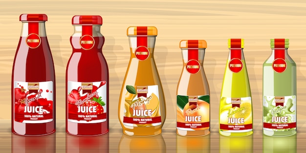 Empty juice bottles and lables template Premium Vector
