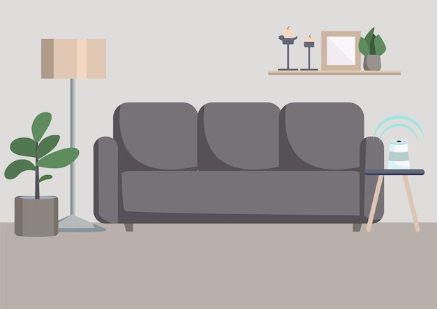 Premium Vector | Empty living room flat color illustration