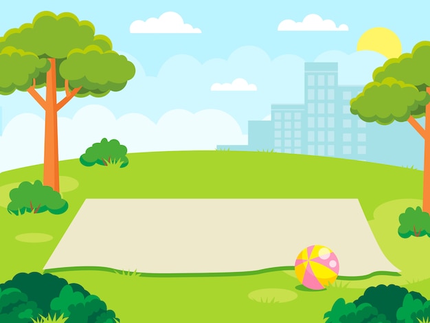 Premium Vector | Empty mat for a family picnic in the park