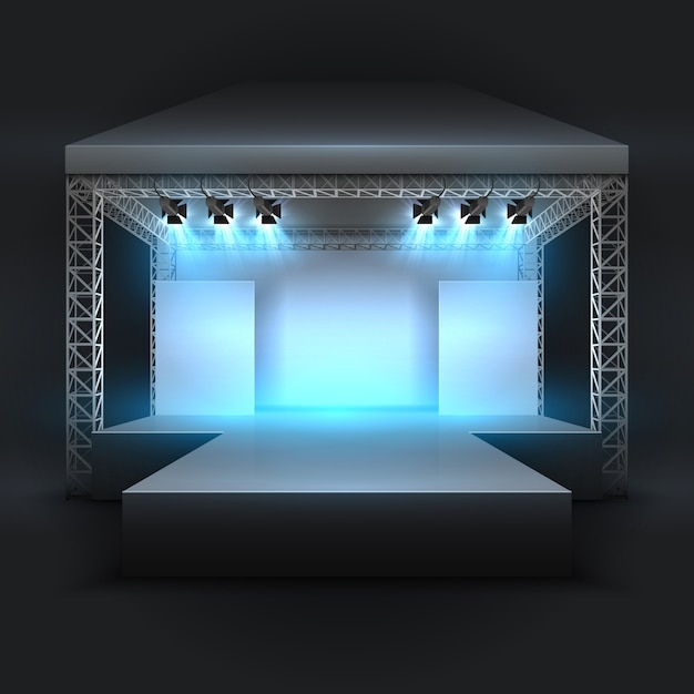 Premium Vector | Empty music show stage with spotlights focus