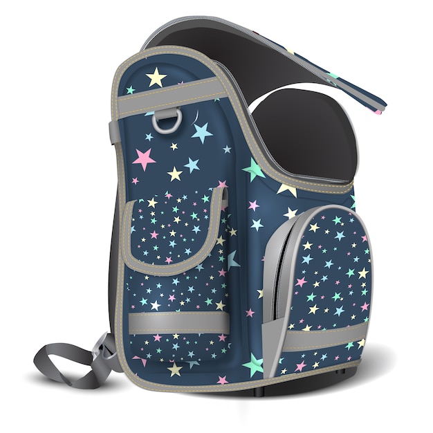 Empty open school satchel. Premium Vector