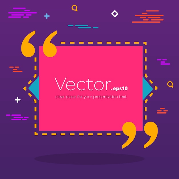 Empty speech square quote text bubble. Premium Vector