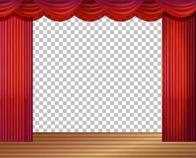 透明な赤いカーテンと空のステージイラスト 無料のベクター