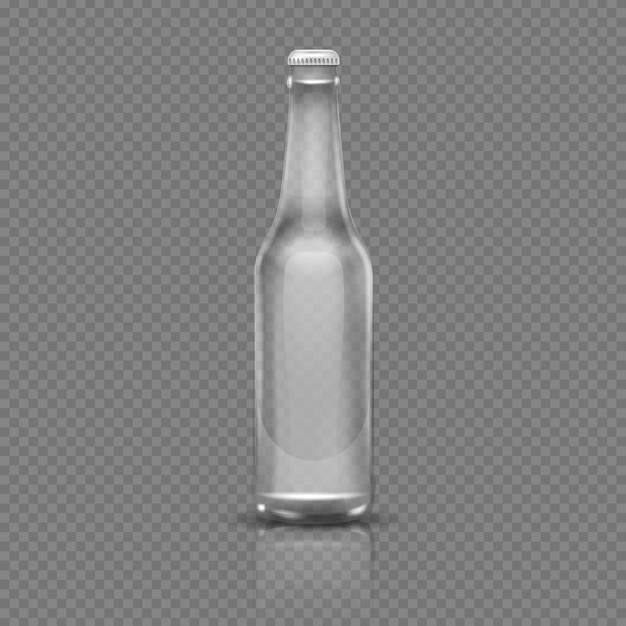 空の透明なビールや水のボトル リアルな3 Dベクトルイラスト 空のボトル透明g プレミアムベクター