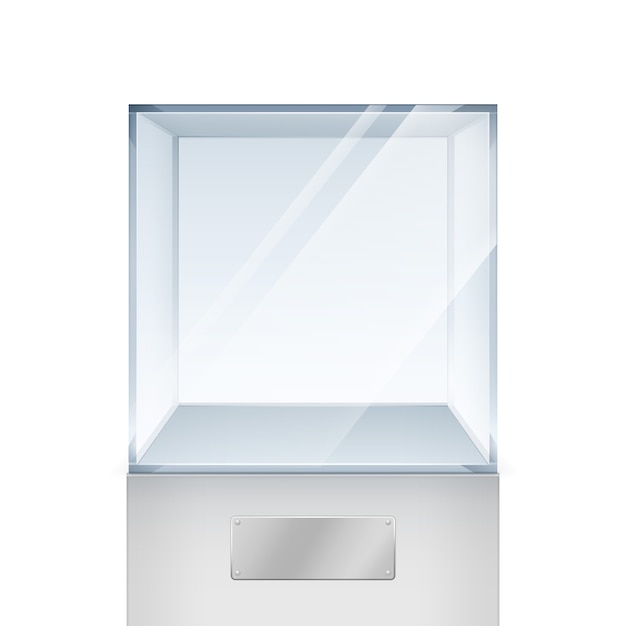 Premium Vector Empty Transparent Glass Box Cube On White Background