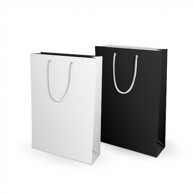 Empty white and black mock up template shopping bag for ...
