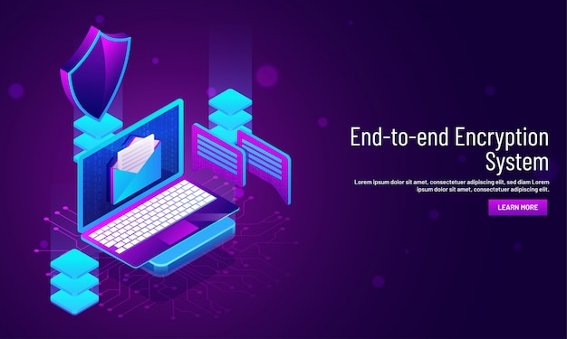 End to end encryption system concept | Premium Vector
