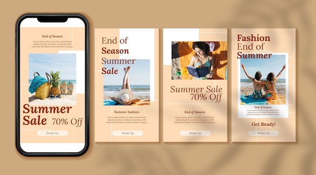 Premium Vector End Of Season Summer Sale Intagram Stories Collection